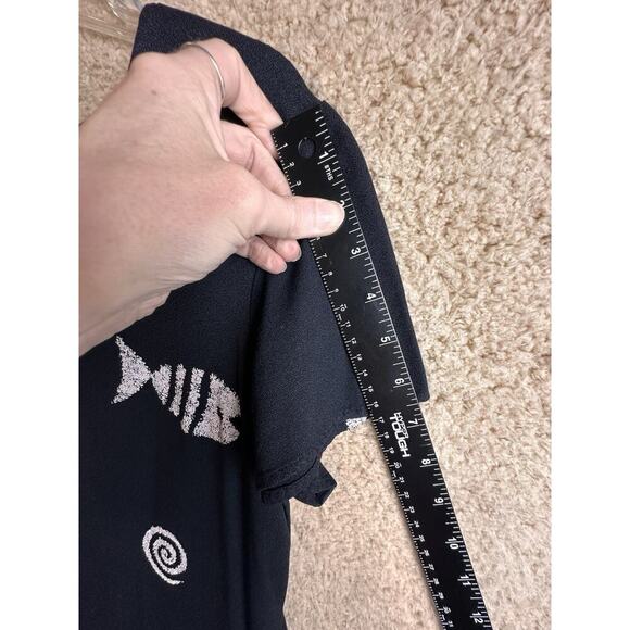 Vtg Connie Choi‎ 90’s Tropical TieBack Maxi Dress Fish Beach Retro Artsy Sz L - Picture 9 of 12